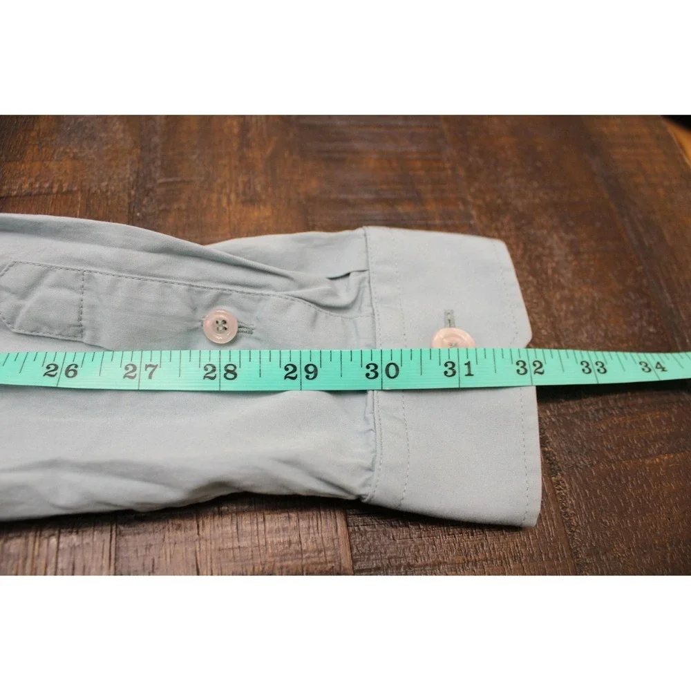 Gucci Shirt Mens 15.5 32 Blue Solid Slim Fit Dress Long Lightweight Uniform